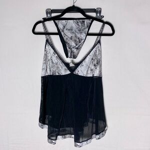 Wilderness Dreams White Black Hard Woods Camo Chemise Panty Lingerie Set L